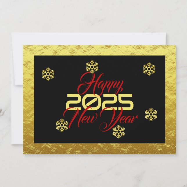 Tarjeta Festiva Golden wish card New Year with snowflakes (Anverso)