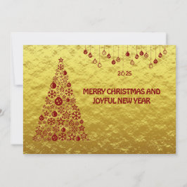 Tarjeta Festiva Golden wish card New Year with tree & balls