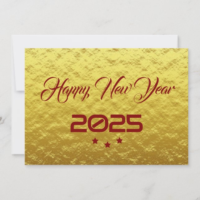 Tarjeta Festiva Golden wish card New Year with tree stars (Anverso)