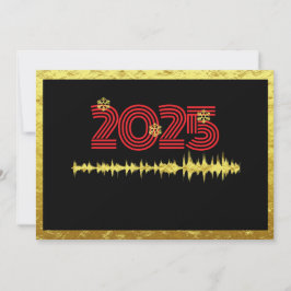 Tarjeta Festiva Golden wish card New Year with wave snowflakes