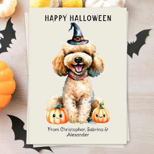 Tarjeta Festiva Goldendoodle Dog Happy Halloween
