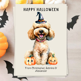 Tarjeta Festiva Goldendoodle Dog Happy Halloween