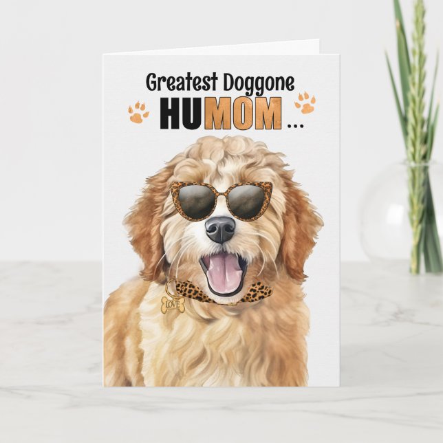 Tarjeta Festiva Goldendoodle Dog Mejor HuMOM Día de la Madre (Anverso)