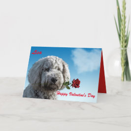 TARJETA FESTIVA GOLDENDOODLE FELIZ DÍA DE SAN VALENTÍN