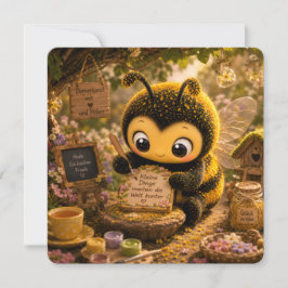 Tarjeta Festiva Goldene Hummel im Blütentanz.10