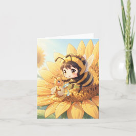 Tarjeta Festiva Goldene Hummel im Blütentanz.7