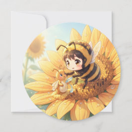 Tarjeta Festiva Goldene Hummel im Blütentanz.7