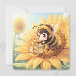 Tarjeta Festiva Goldene Hummel im Blütentanz.7