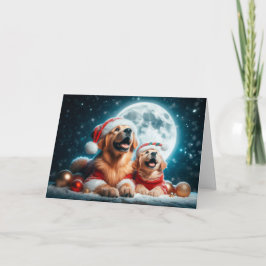 Tarjeta Festiva Goldens feliz la carta de los Navidades nevados