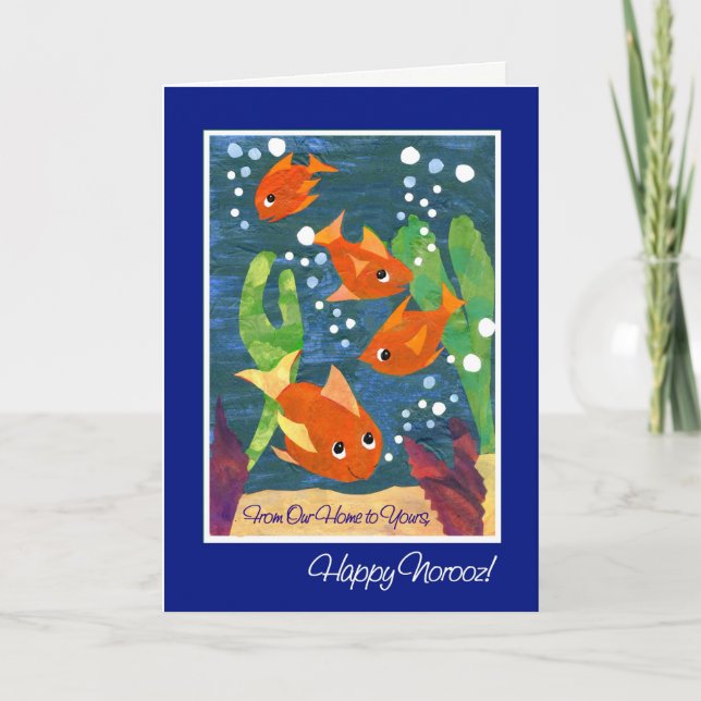 Tarjeta Festiva Goldfish de Norooz "de nuestro hogar el suyo " (Anverso)