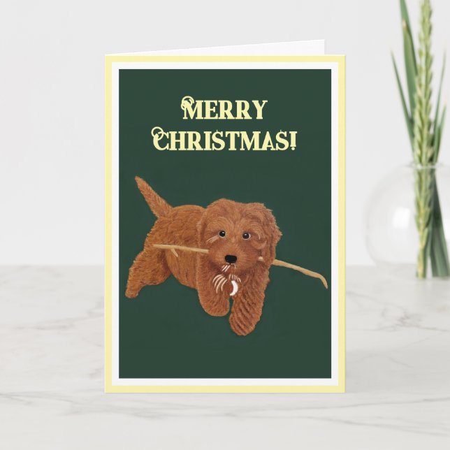 Tarjeta Festiva Goldie Doodle Holiday Greeting Card (Anverso)