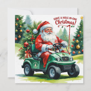 Tarjeta Festiva ¡Golf a Navidades Hole-in-One! con Santa claus