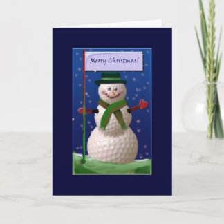 Tarjeta Festiva Golf Ball Snowman para la nuez de golf