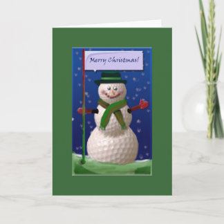 Tarjeta Festiva Golf Ball Snowman para la nuez de golf