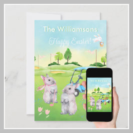 Tarjeta Festiva Golf Bunnies Charming Happy Easter 
