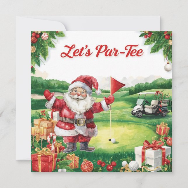 Tarjeta Festiva Golf Christmas  Let’s Par tee with Santa Claus   (Anverso)