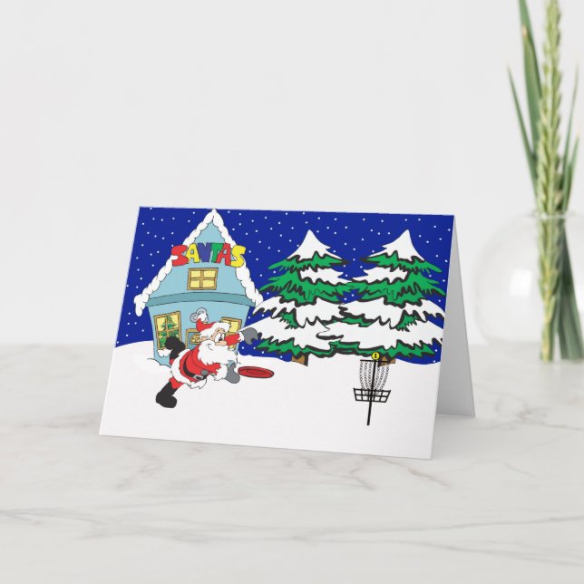 Tarjeta Festiva Golf de disco de reproducción de Santa (Anverso)