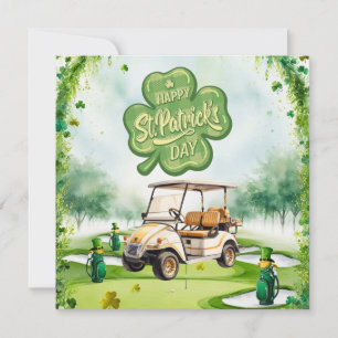 Tarjeta Festiva Golf Día de San Patricio Acuarela