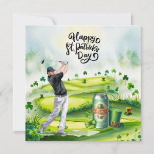 Tarjeta Festiva Golf Día de San Patricio Acuarela