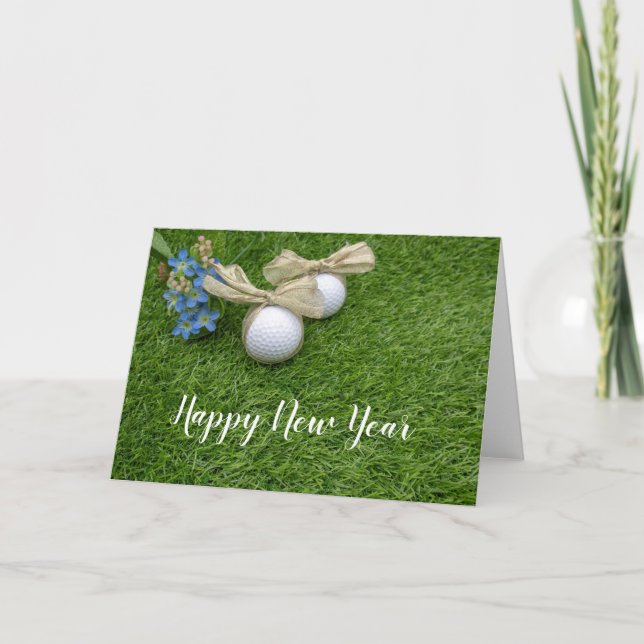 Tarjeta Festiva Golf Feliz Año Nuevo (Anverso)