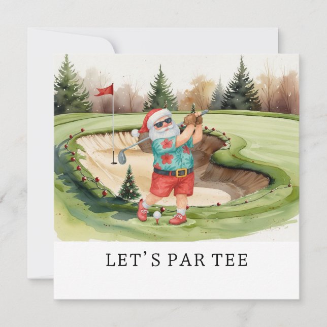 Tarjeta Festiva Golf Let's Par tee NAVIDADES de golf Fiesta para g (Anverso)