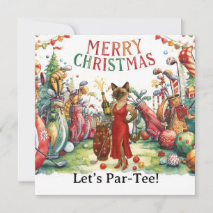 Tarjeta Festiva Golf Let's Par Tee Navidades Fiesta para golfista
