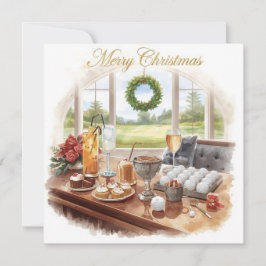 Tarjeta Festiva Golf Merry Christmas from Golf Course Clubhouse