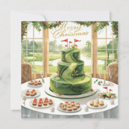 Tarjeta Festiva Golf Merry Christmas from Golf Course Clubhouse