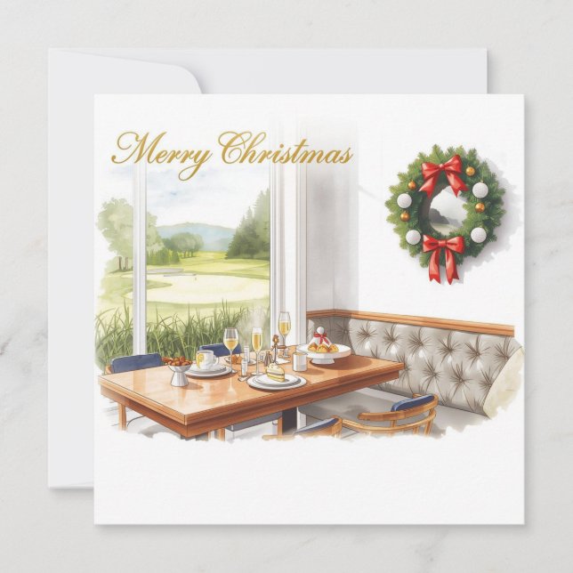 Tarjeta Festiva Golf Merry Christmas from Golf Course Clubhouse (Anverso)