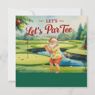 Tarjeta Festiva Golf Merry Christmas Santa Golf en curso