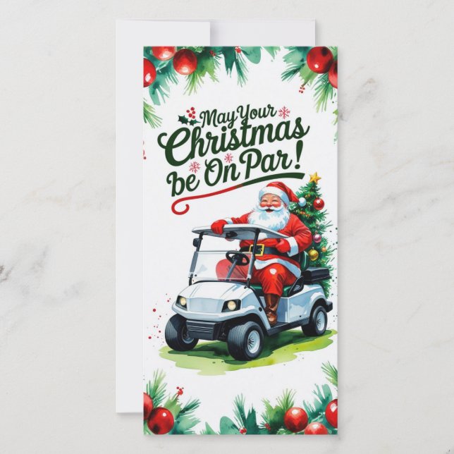 Tarjeta Festiva Golf "¡Que tus Navidades estén en Par!" para Golfe (Anverso)