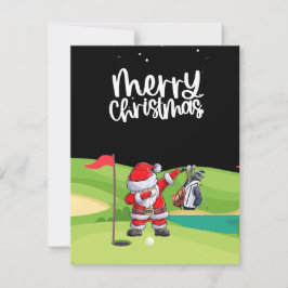 Tarjeta Festiva Golf Santa Claus en el campo de golf