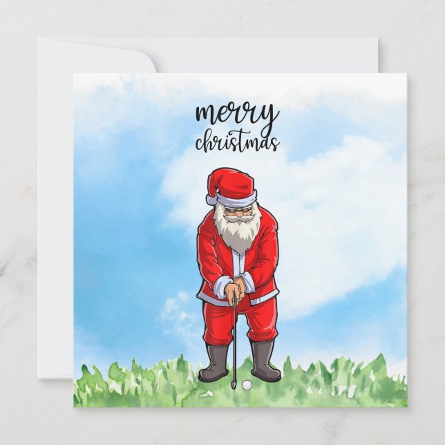 Tarjeta Festiva Golf Santa Claus: golf para Navidades