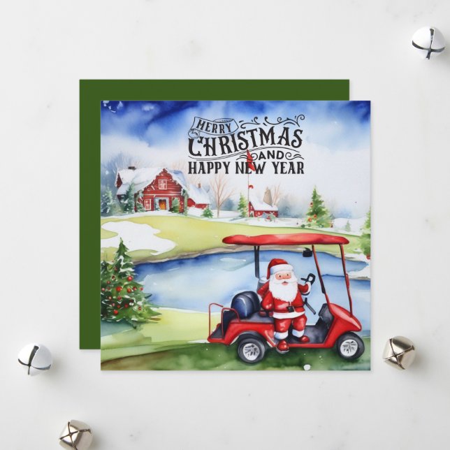 Tarjeta Festiva Golf Santa Claus golf para Navidades (Anverso/Reverso In Situ)