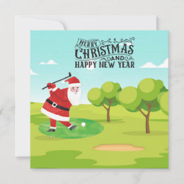 Tarjeta Festiva Golf Santa Claus golf para Navidades
