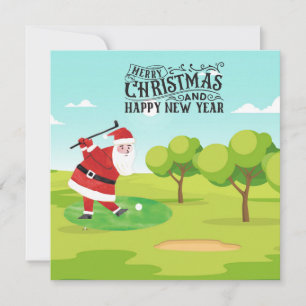 Tarjeta Festiva Golf Santa Claus golf para Navidades