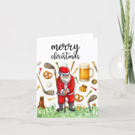 Tarjeta Festiva Golf Santa Claus: golf para Navidades