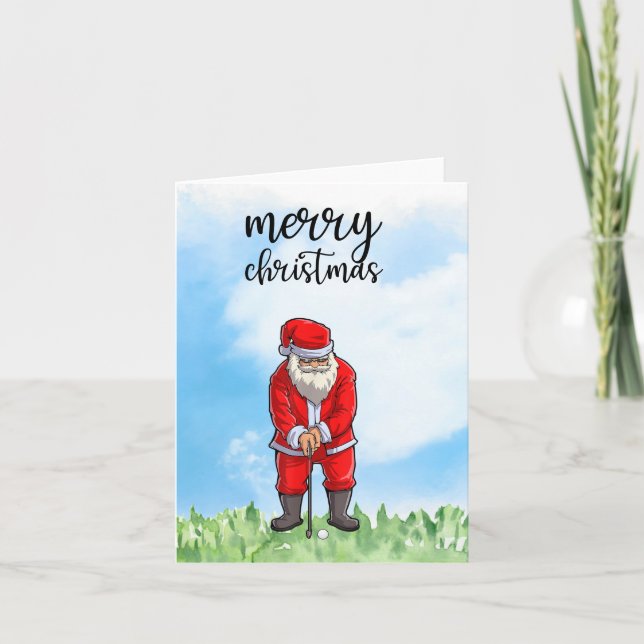 Tarjeta Festiva Golf Santa Claus: golf para Navidades (Anverso)