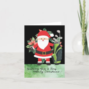 Tarjeta Festiva Golf Santa Claus Golfer Navidades Golf
