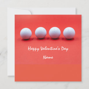 Tarjeta Festiva Golf Valentine's Day with golf balls are on red