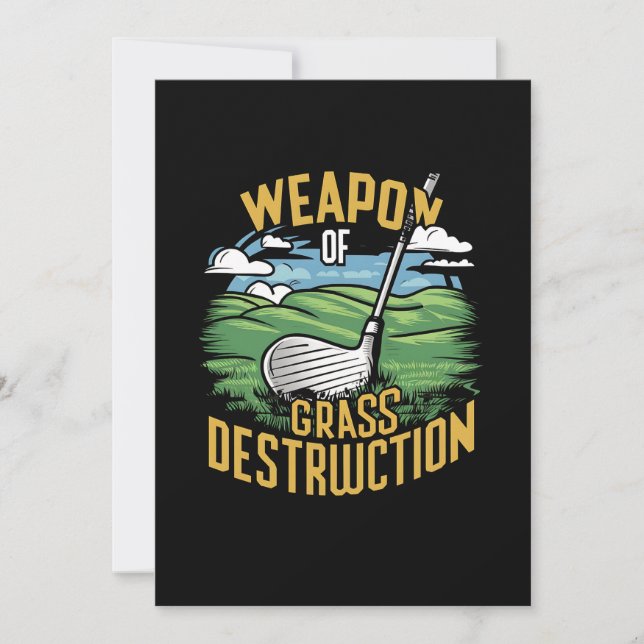 Tarjeta Festiva Golf Weapon of Grass Destruction Art (Anverso)