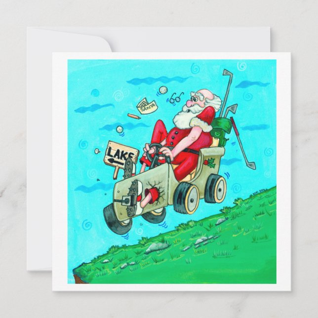Tarjeta Festiva Golfcart Santa (Anverso)
