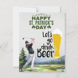 Tarjeta Festiva Golfer con Beer & Shamrock St. Patrick's Day