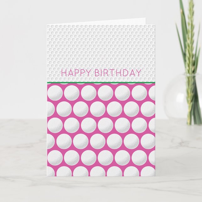 Tarjeta Festiva Golfer Feliz cumpleaños mensaje propio Pink Modern (Anverso)