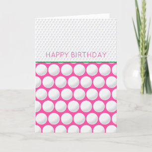 Tarjeta Festiva Golfer Feliz cumpleaños mensaje propio Pink Modern