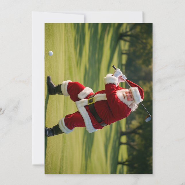 Tarjeta Festiva Golfing Santa (Anverso)