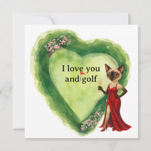 Tarjeta Festiva Golfista Feliz día de San Valentín – Gato siamés g