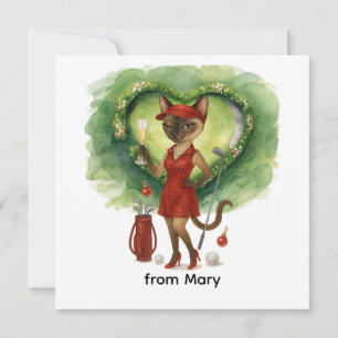 Tarjeta Festiva Golfista Feliz día de San Valentín – Gato siamés g