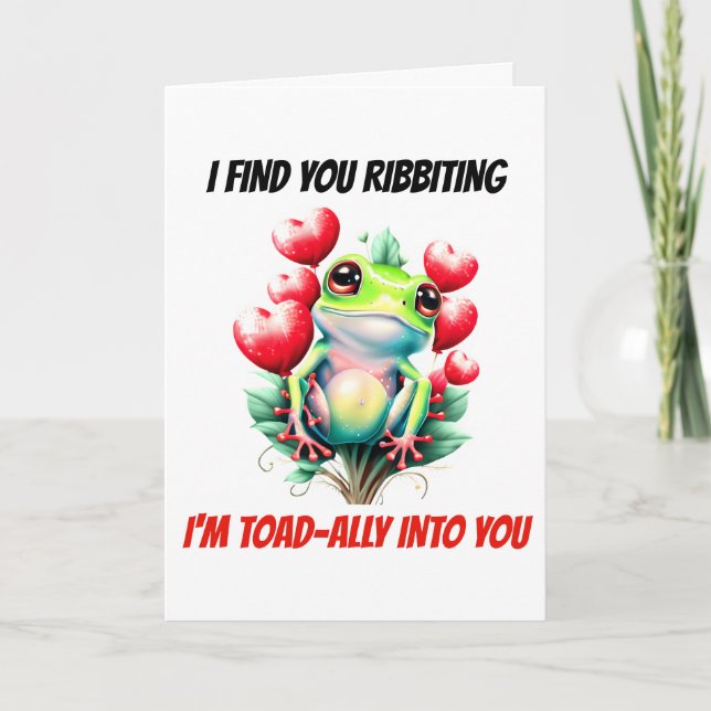 Tarjeta Festiva Golpes de rana | Toadin you lindo rana verde (Anverso)