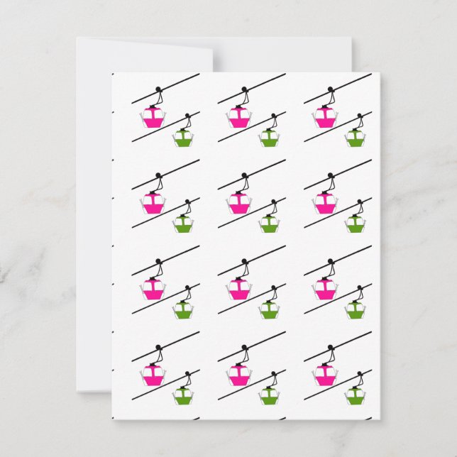 Tarjeta Festiva Góndolas rosas y verdes (Anverso)